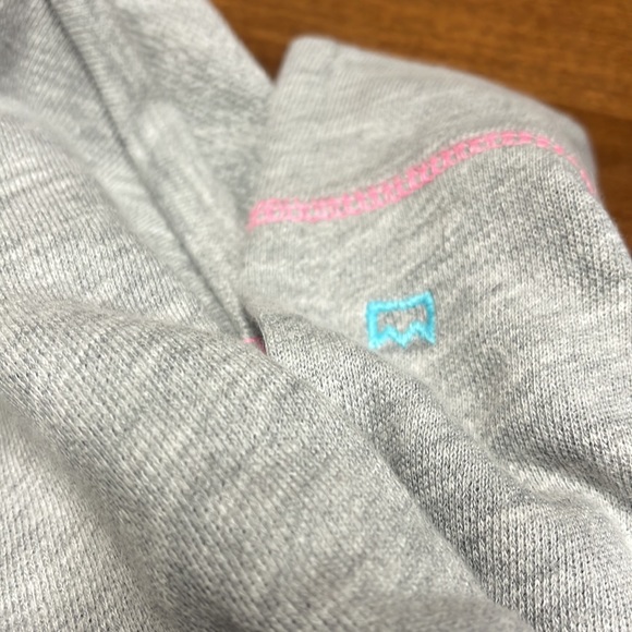 NWT Crown & Ivy Light Gray Sweatshirt with yellow, pink, and aqua stitching - Picture 6 of 6